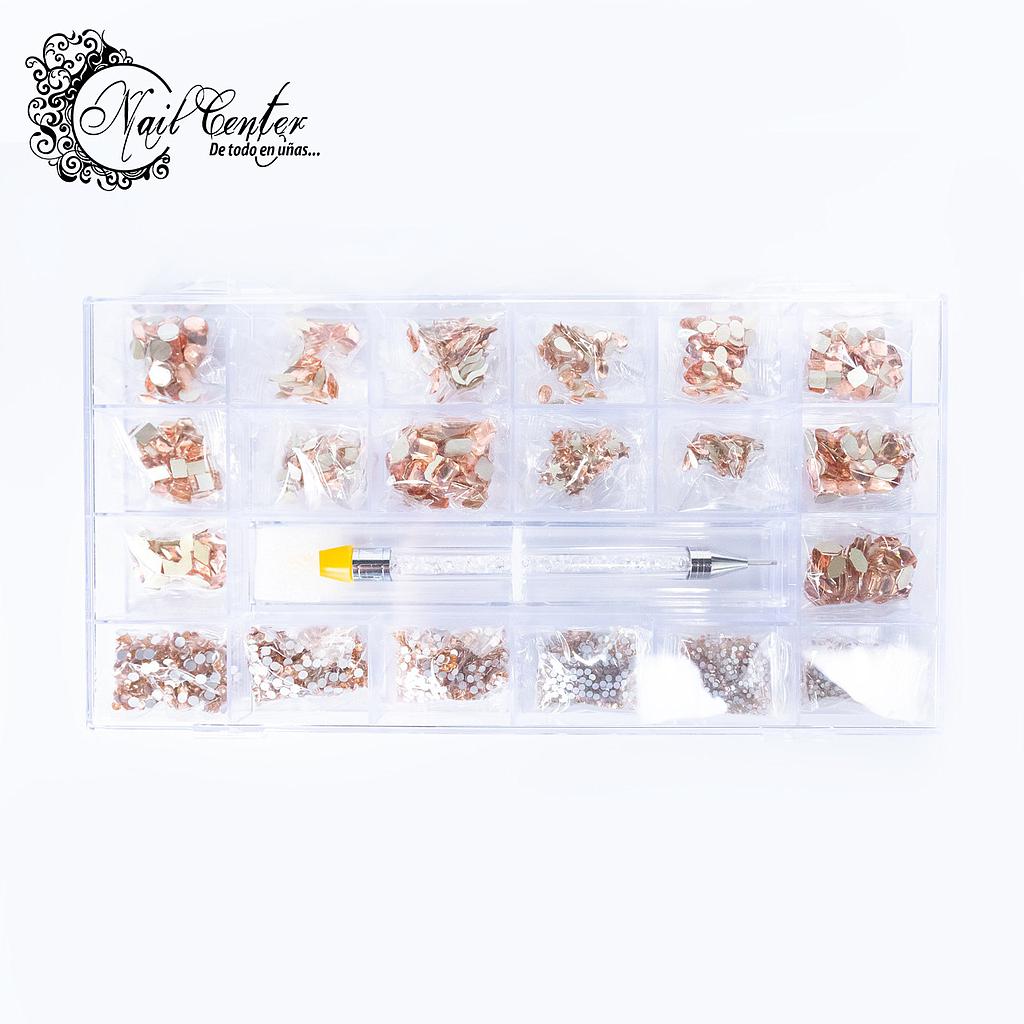 CAJA EXCLUSIVA CRISTALES TOPAZ NAIL CENTER