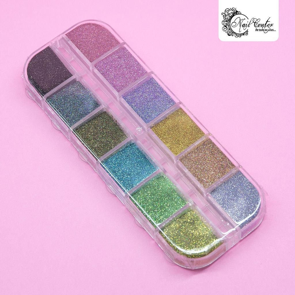 CHAROLA PIGMENTO HOLOGRAFICO 12 TONOS