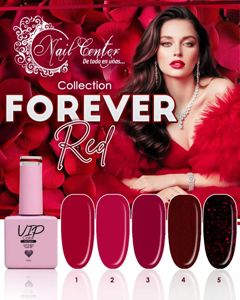 COLECCION VIP COLOR FOREVER RED 15ML 5 TONOS