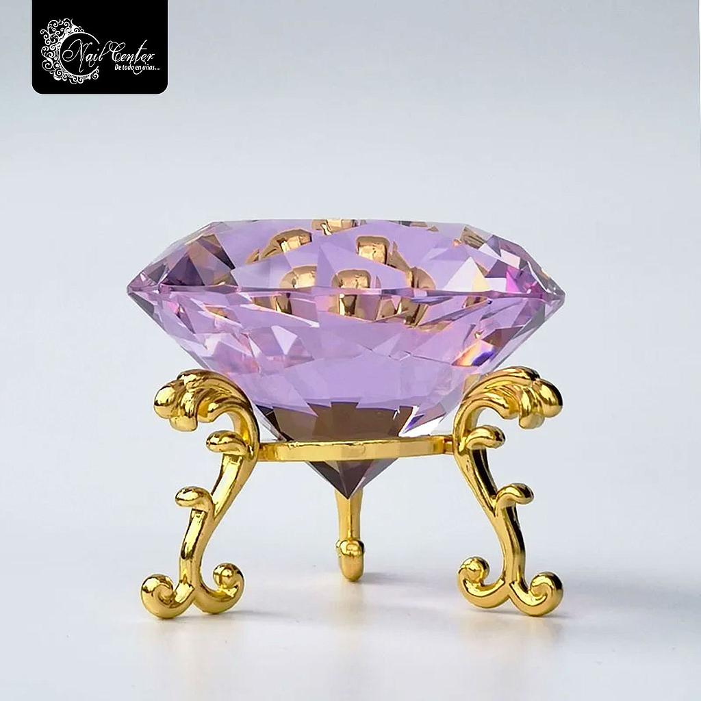 CRISTAL CON BASE DORADA MORADO