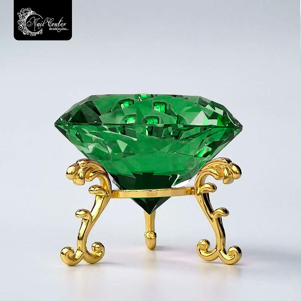 CRISTAL CON BASE DORADA VERDE