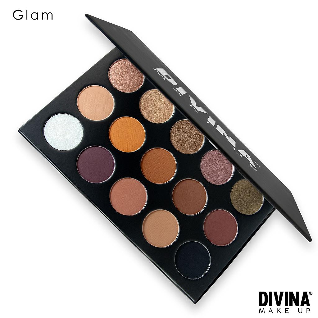DIVINA MAKE UP PALETA DE SOMBRAS GLAM 15 TONOS