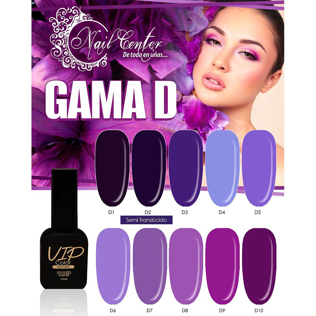 GAMA D GEL VIP COLOR 13ML 10 PZS.