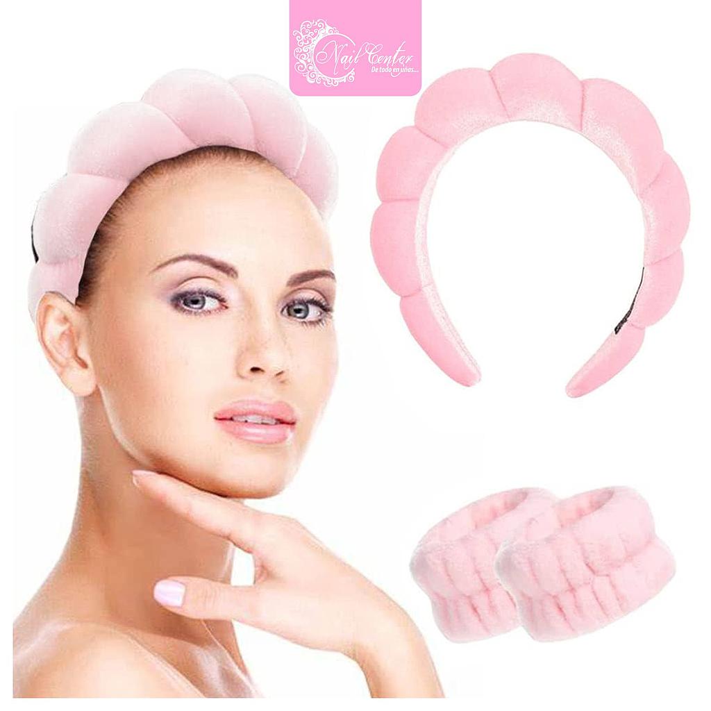 KIT DE DIADEMA Y MUÑEQUERAS PARA SKIN CARE ROSITA