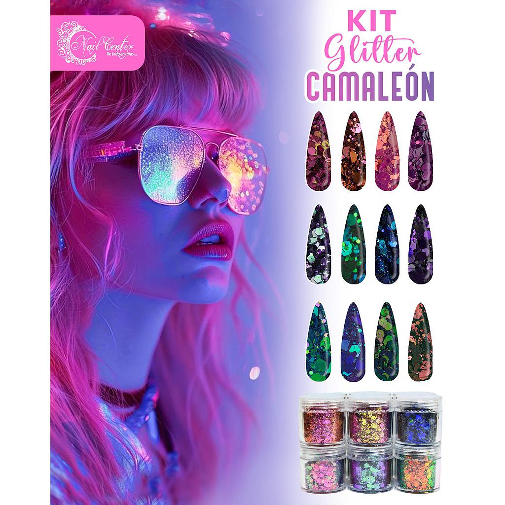 KIT GLITTER NAIL CENTER 1/4 ONZA  12 PIEZAS