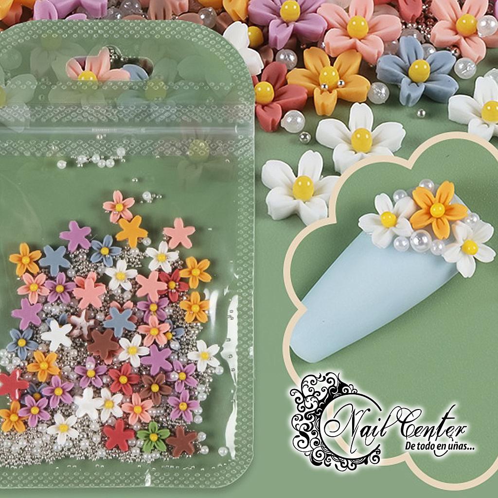MINI FLORES 3D COLORES - BALINES PLATEADOS