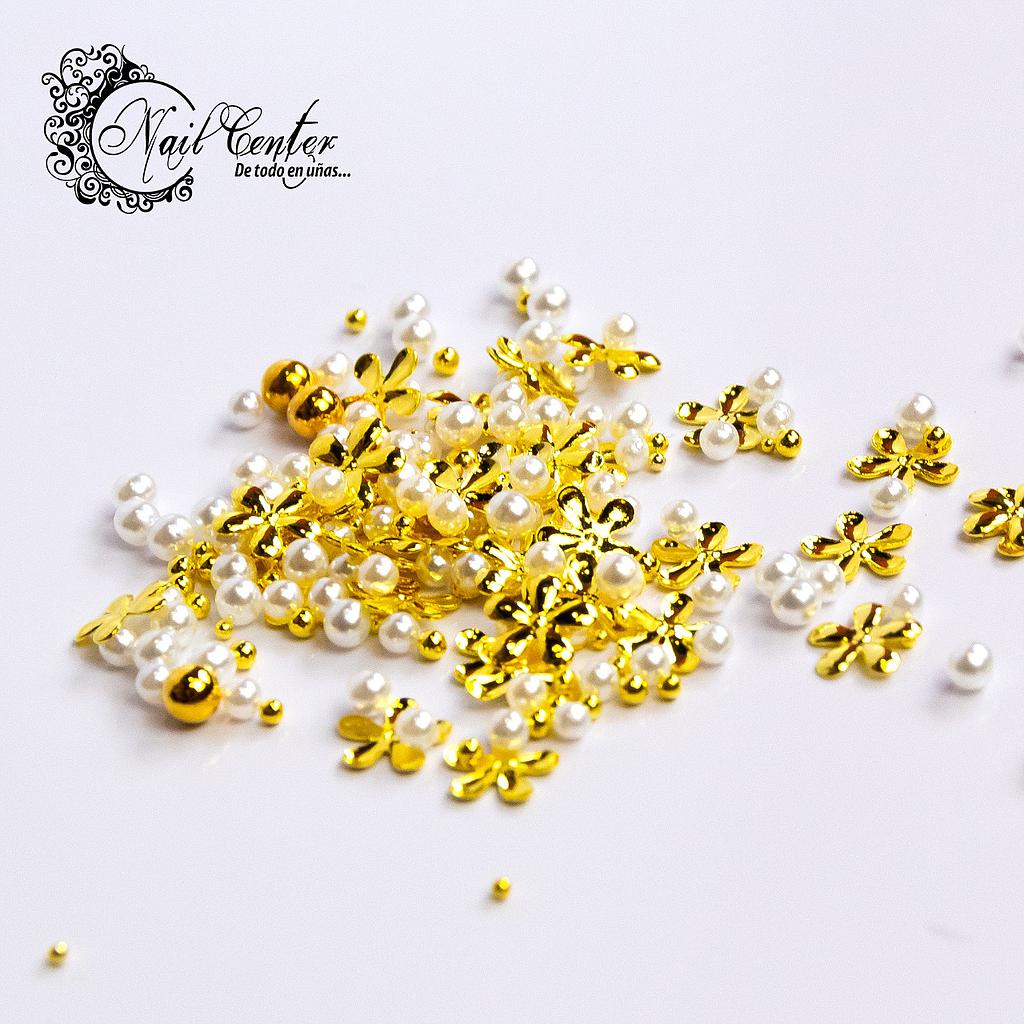 MINI FLORES METALICAS 3D ORO