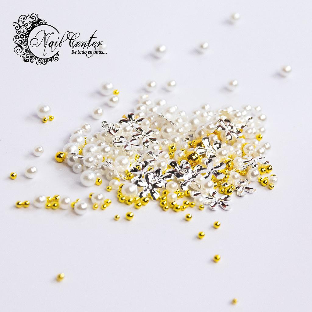 MINI FLORES METALICAS 3D PLATA