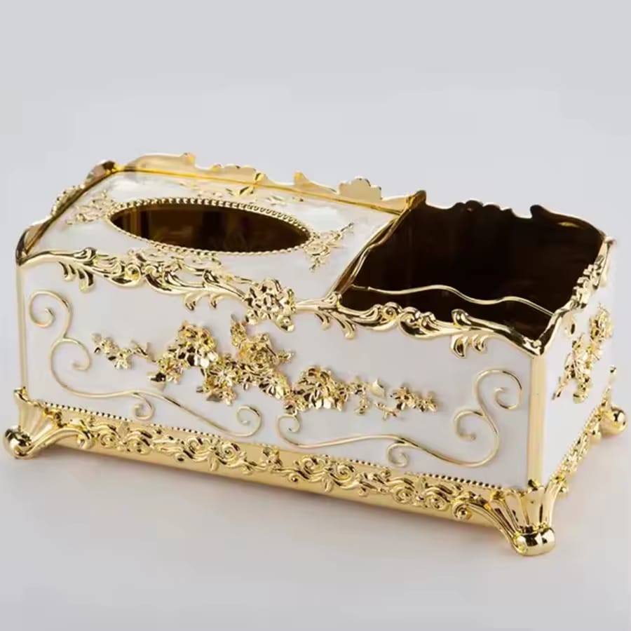 PORTA PAÑUELOS DESECHABLES DORADO CON ALMACENAMIENTO