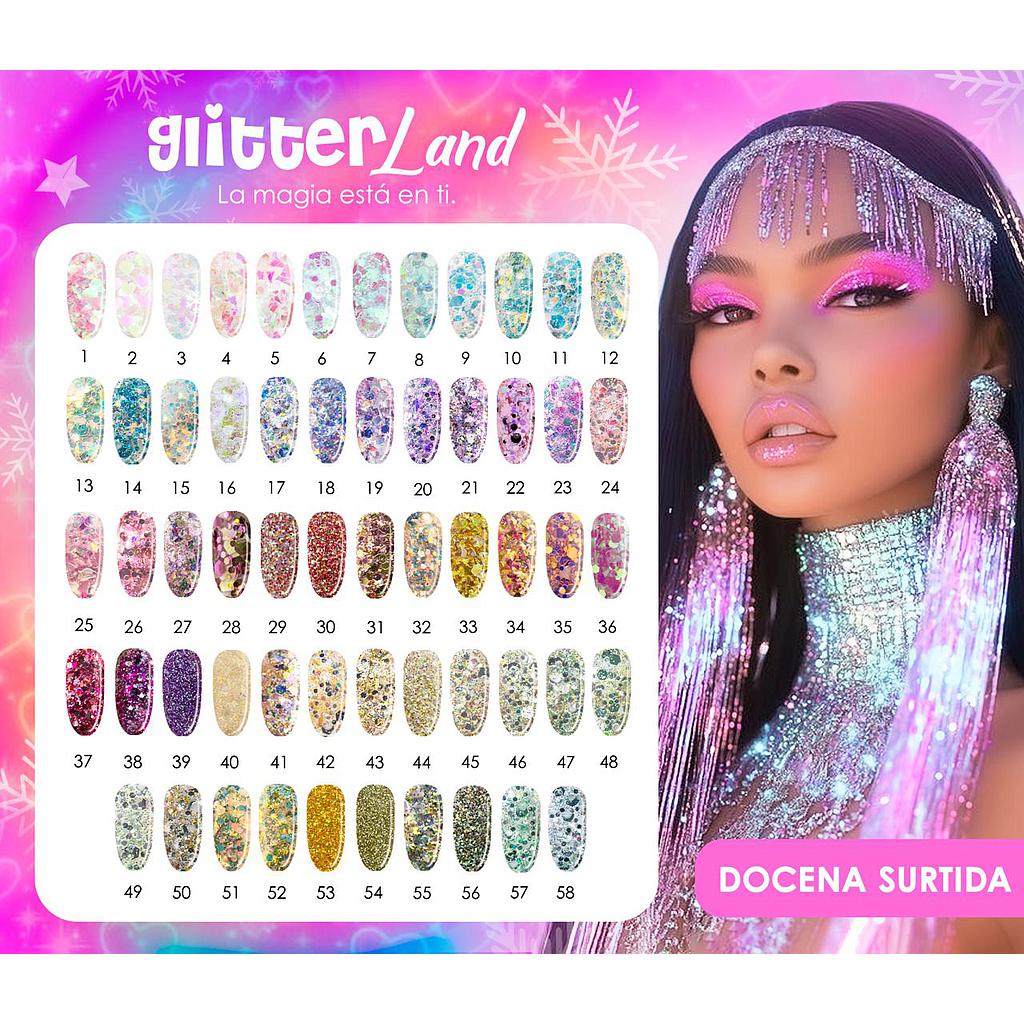 PROMO GLITTERLAND 1/4 DE ONZ. PINK WEEK MINIMO 6 PIEZAS