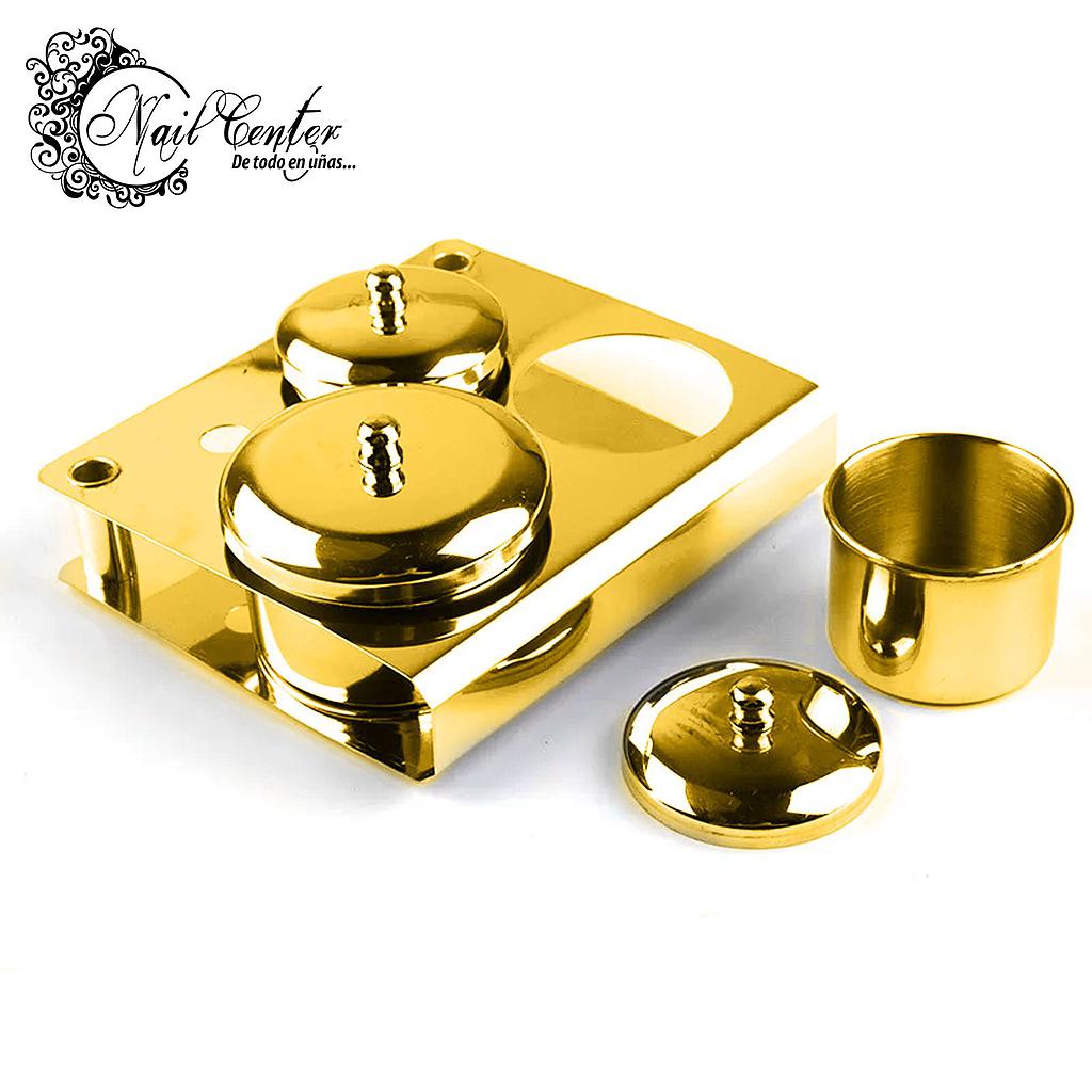 SET DE DAPPEN ACERO INOX DORADO