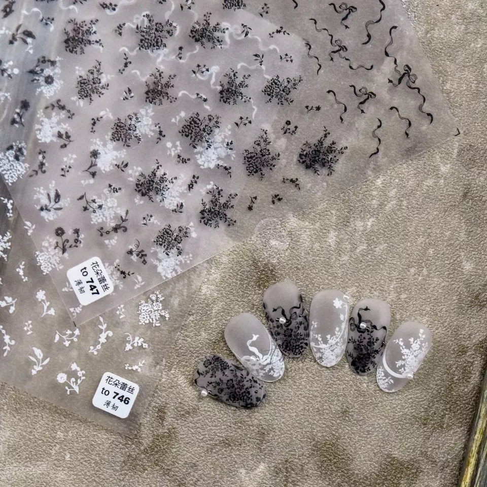 STICKER T-285 FLORES NEGRAS