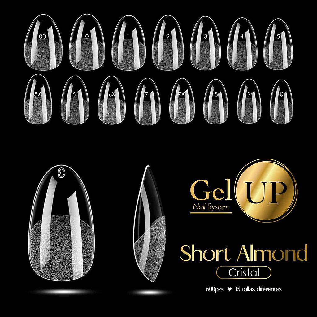 TIP GEL UP SHORT ALMOND CRISTAL 600 PIEZAS