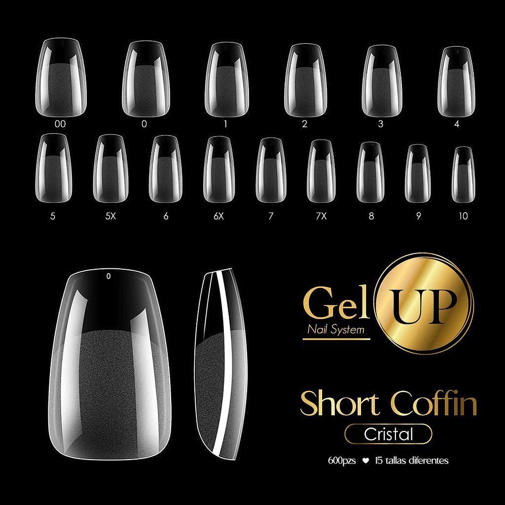 TIP GEL UP SHORT COFFIN CRISTAL 600 PIEZAS