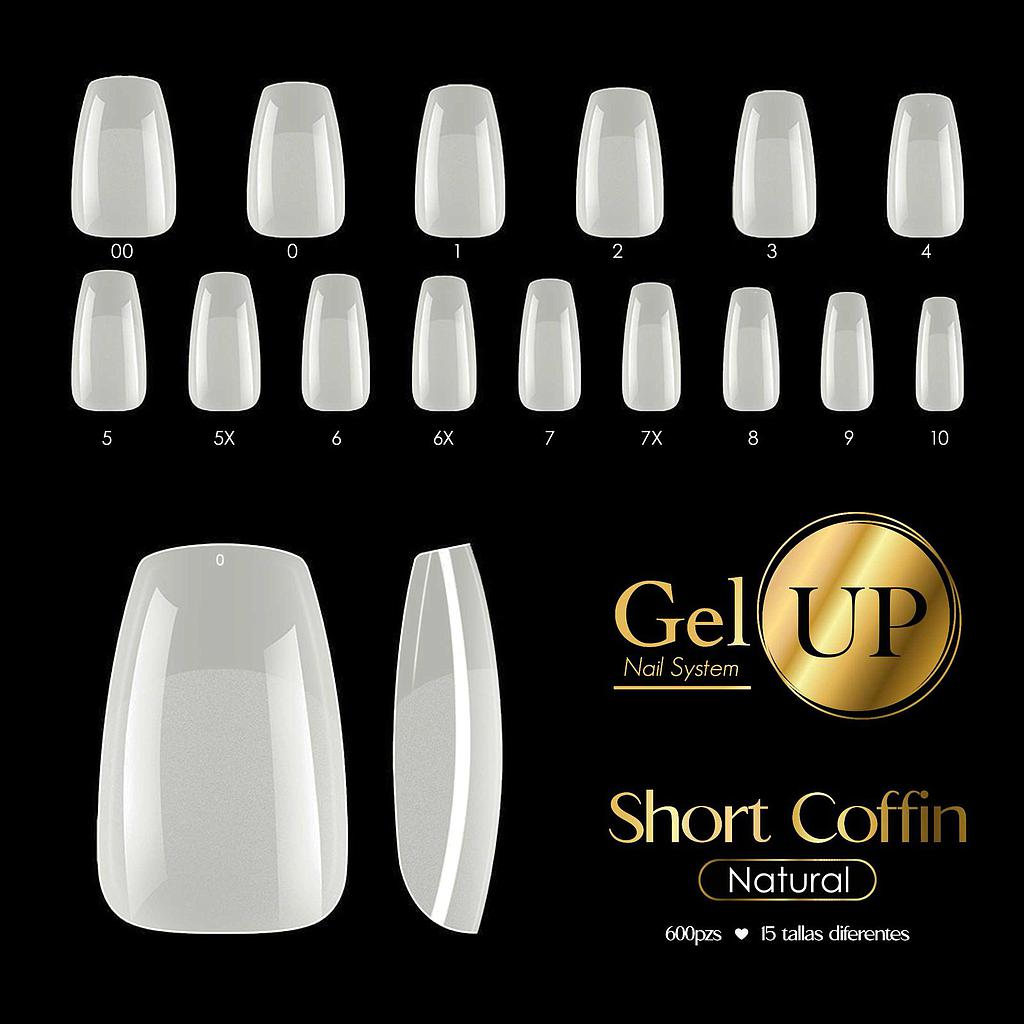 TIP GEL UP SHORT COFFIN NATURAL 600 PIEZAS