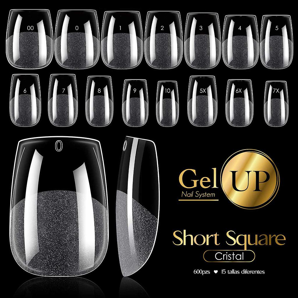 TIP GEL UP SHORT SQUARE CRISTAL 600 PIEZAS