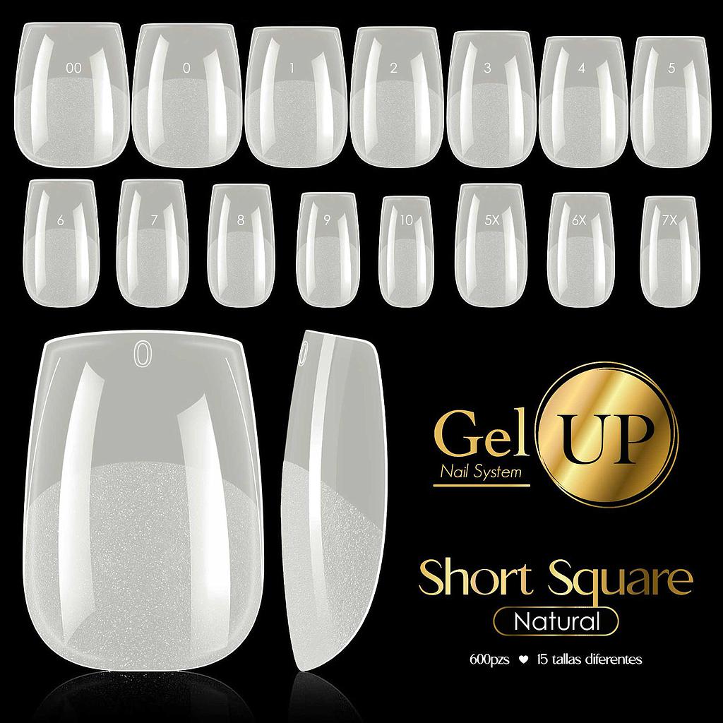TIP GEL UP SHORT SQUARE NATURAL  600 PIEZAS