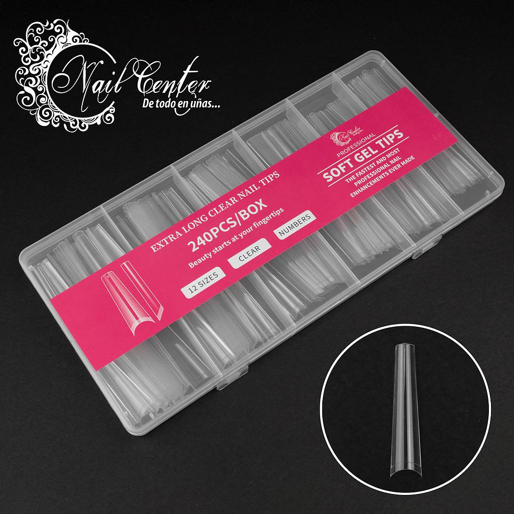 TIP NAIL CENTER COFFIN XXXL SIN CURVA C CLEAR