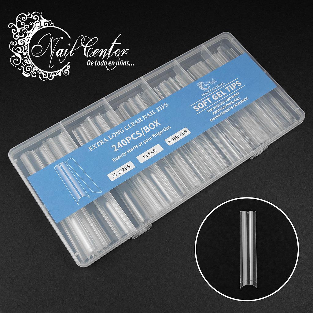 TIP NAIL CENTER SQUARE XXXL SIN CURVA C CRISTAL 