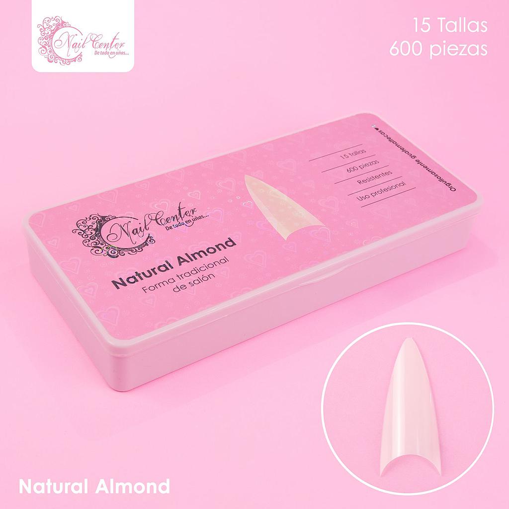 TIPS NAIL CENTER SALON SHAPES ALMOND NATURAL 600 PIEZAS