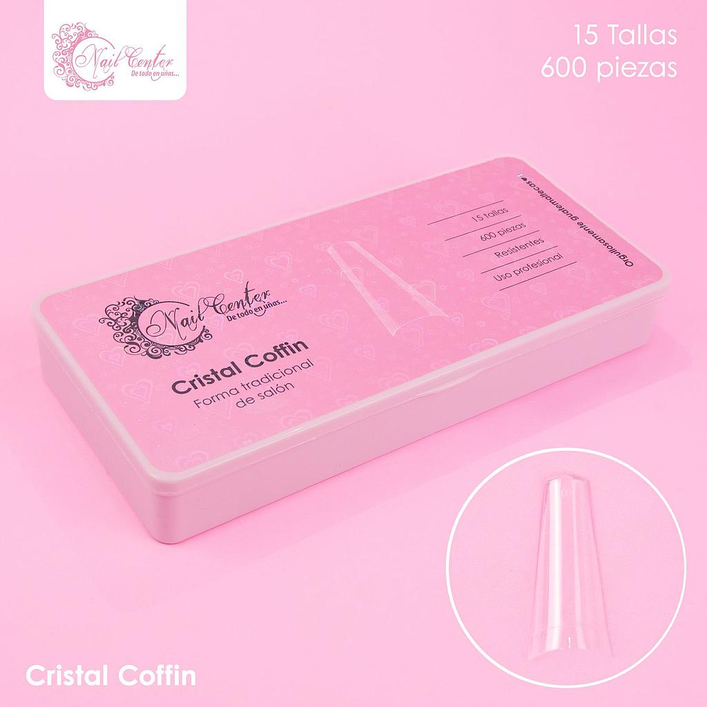 TIPS NAIL CENTER SALON SHAPES FLAT COFFIN CRISTAL 600 PIEZAS