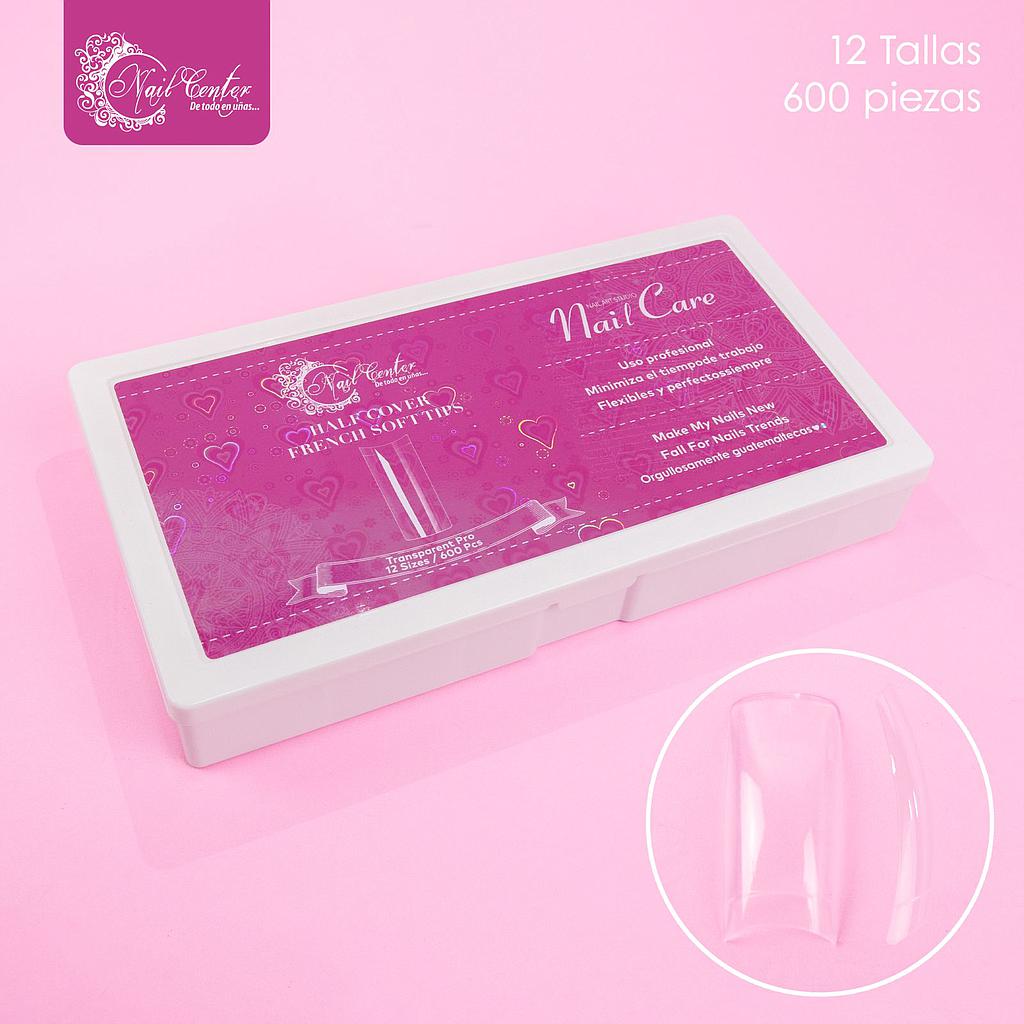TIPS NAIL CENTER SALON SHAPES FLAT SQUARE CRISTAL 600 PIEZAS 
