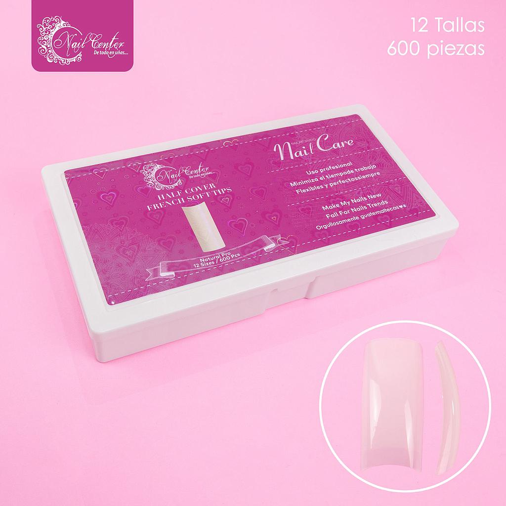 TIPS NAIL CENTER SALON SHAPES FLAT SQUARE NATURAL 600 PIEZAS
