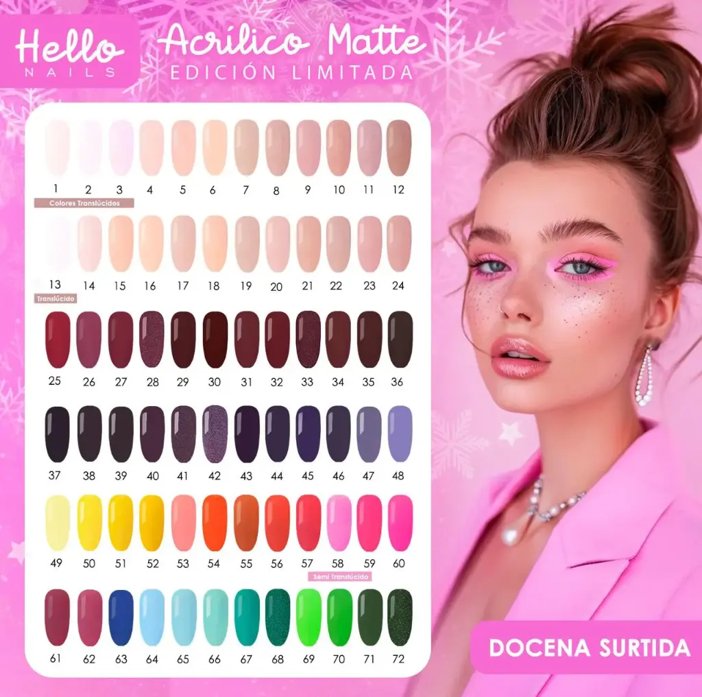ACRILICO MATTE HELLO NAILS 1/4 DE ONZ. COMPRA MINIMA 6 PZS. PINK WEEK 