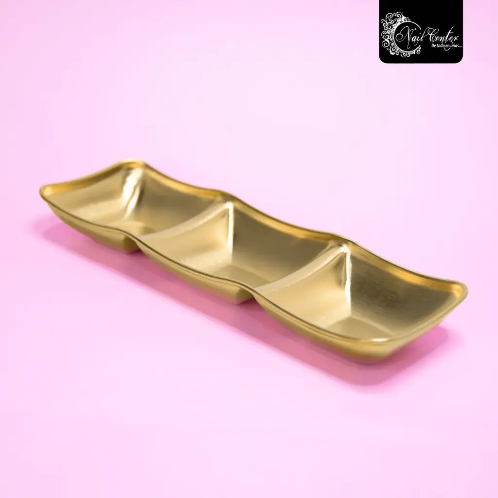 BANDEJA CUADRADA DE 3 ESPACIOS COLOR DORADO