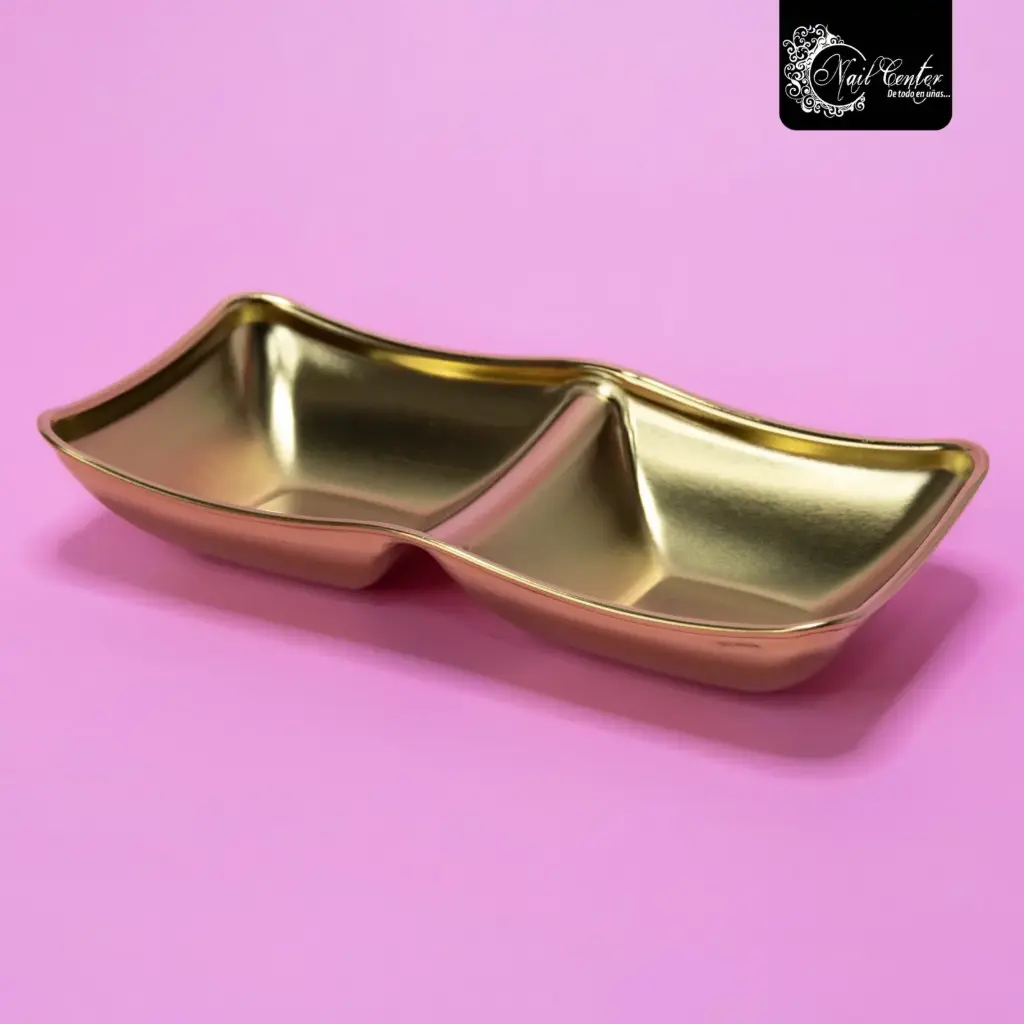 BANDEJA CUADRADA 2 ESPACIOS COLOR DORADO