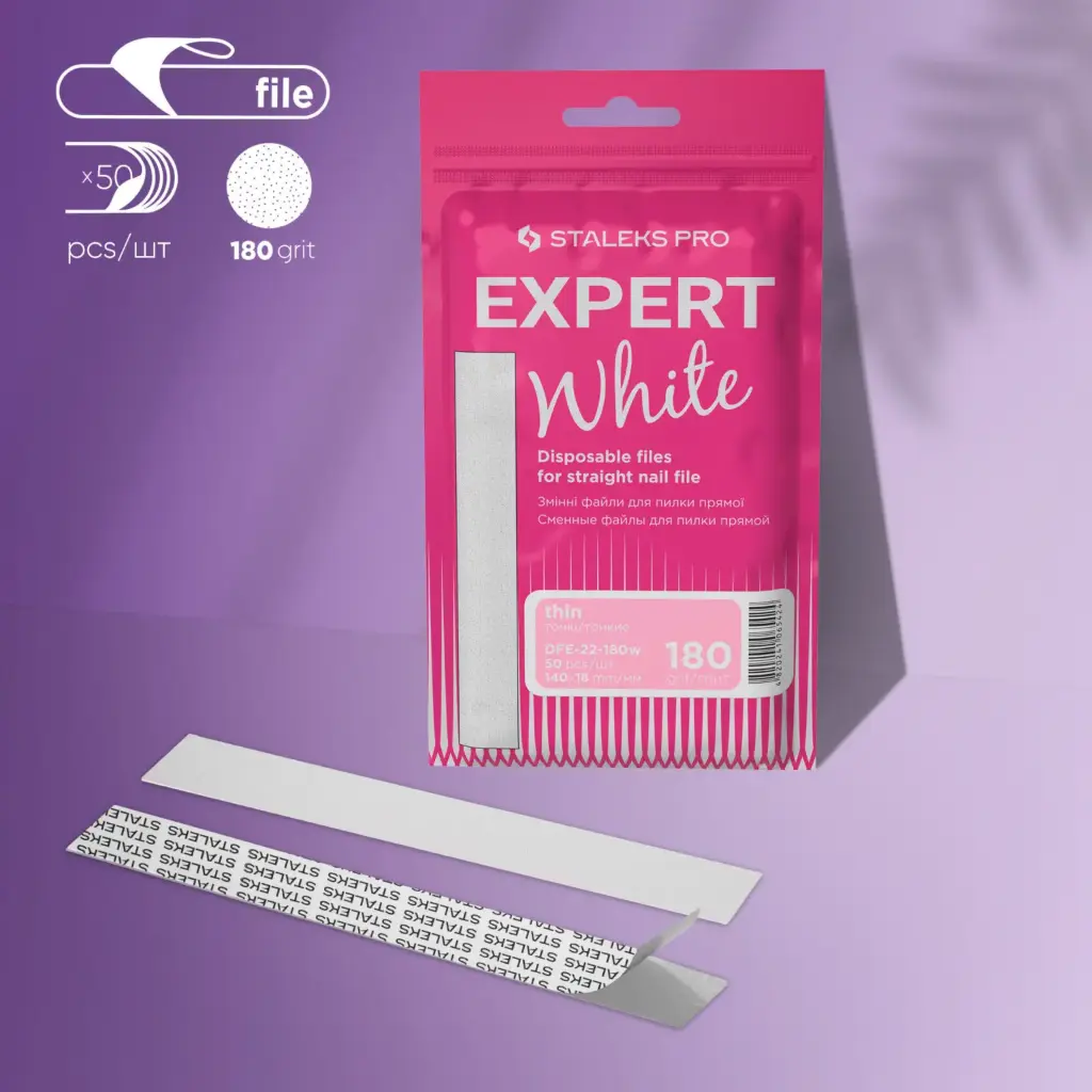 LIMAS DESECHABLE BLANCA PARA LIMA DE UÑA RECTA EXPERT 22 GRANO 180