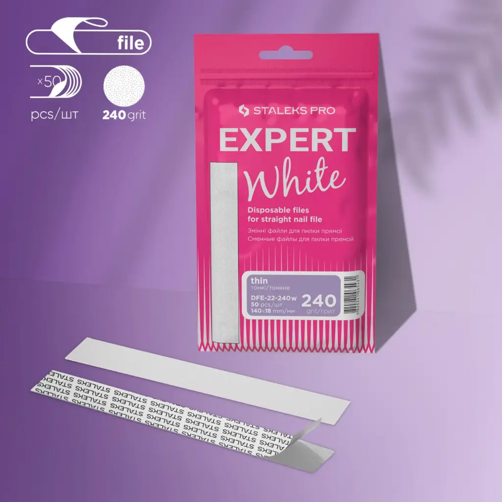 LIMAS DESECHABLE BLANCA PARA LIMA DE UÑA RECTA EXPERT 22 GRANO 240