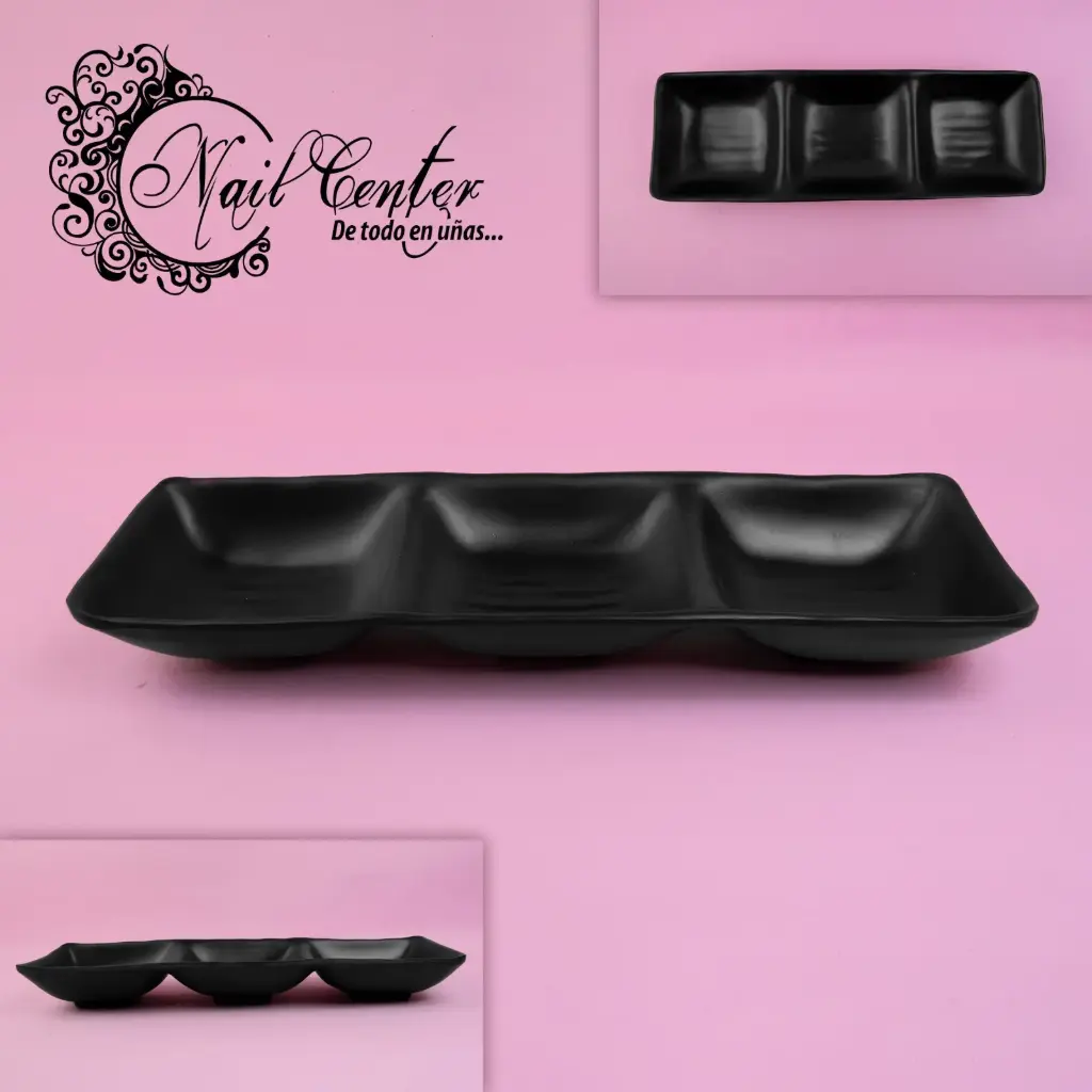 PLATITO 3 ESPACIOS PLANOS COLOR NEGRO