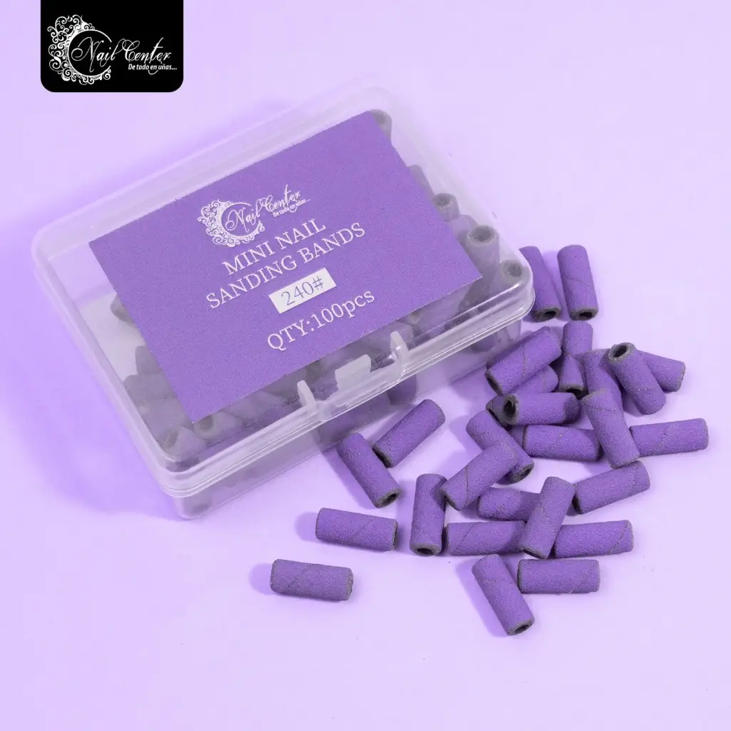 REPUESTO PUNTA MANDRIL MINI UÑA NATURAL MORADO 100 PIEZAS GRANO 240 