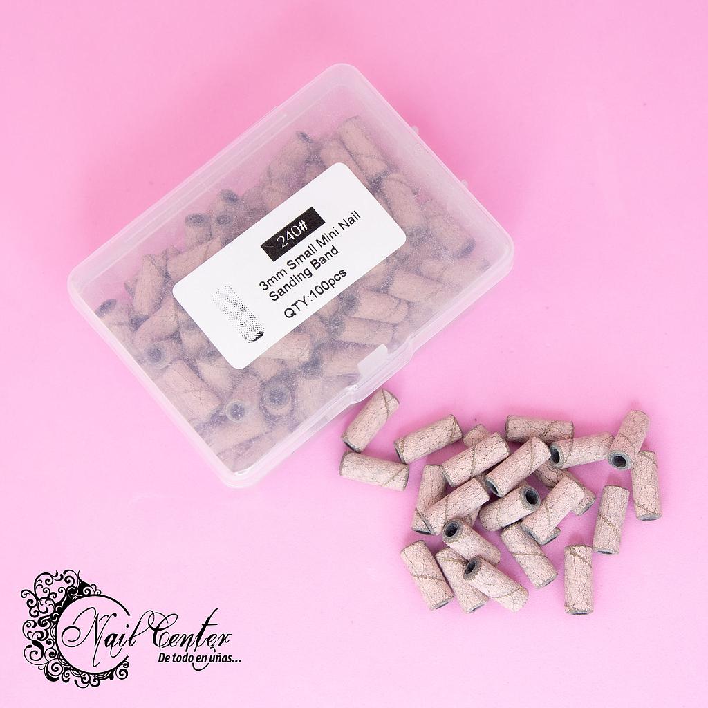 REPUESTO PUNTA MANDREL MINI UÑA NATURAL ROSA 100 PIEZAS GRANO 240