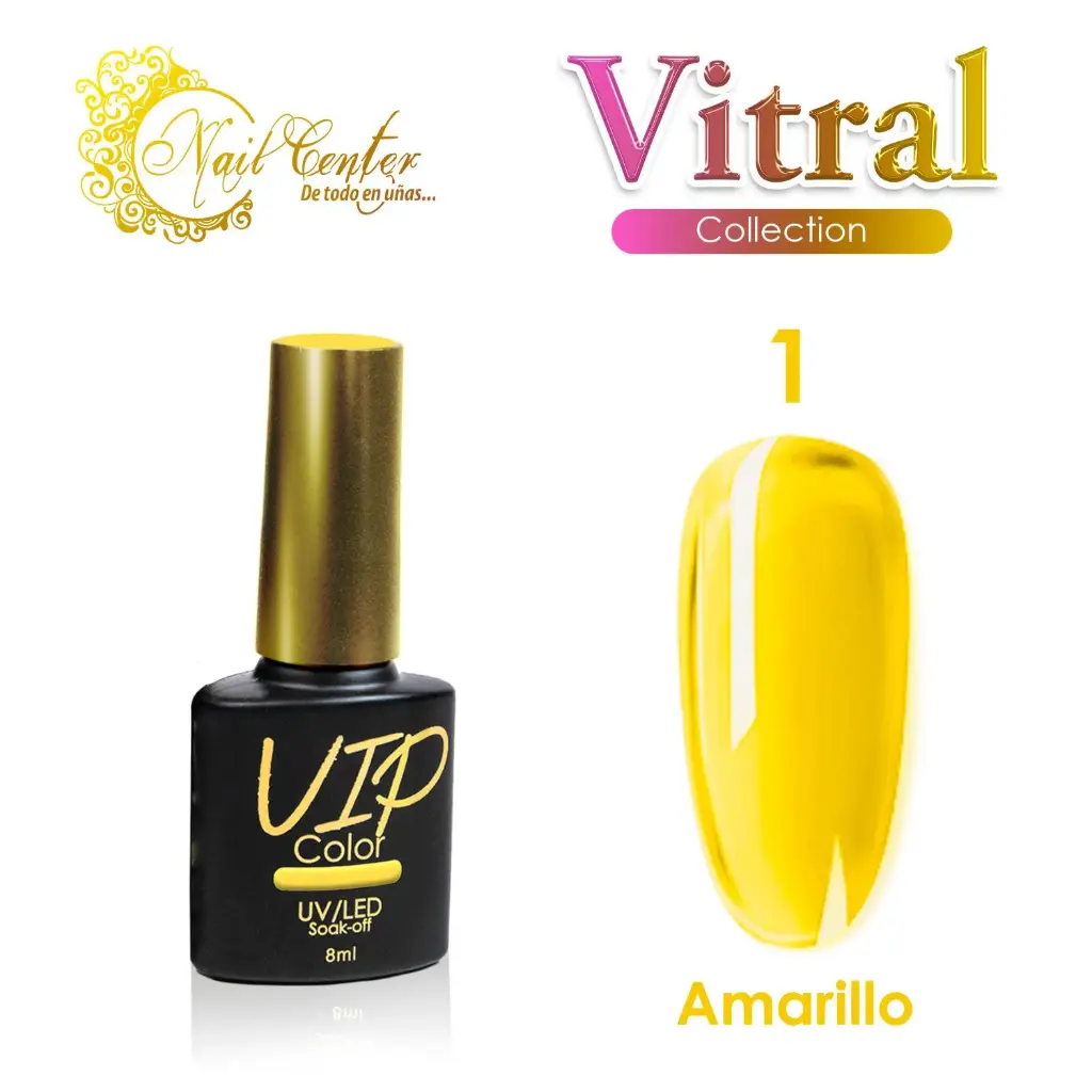GEL VIP COLOR 8ML VITRAL 1 AMARILLO