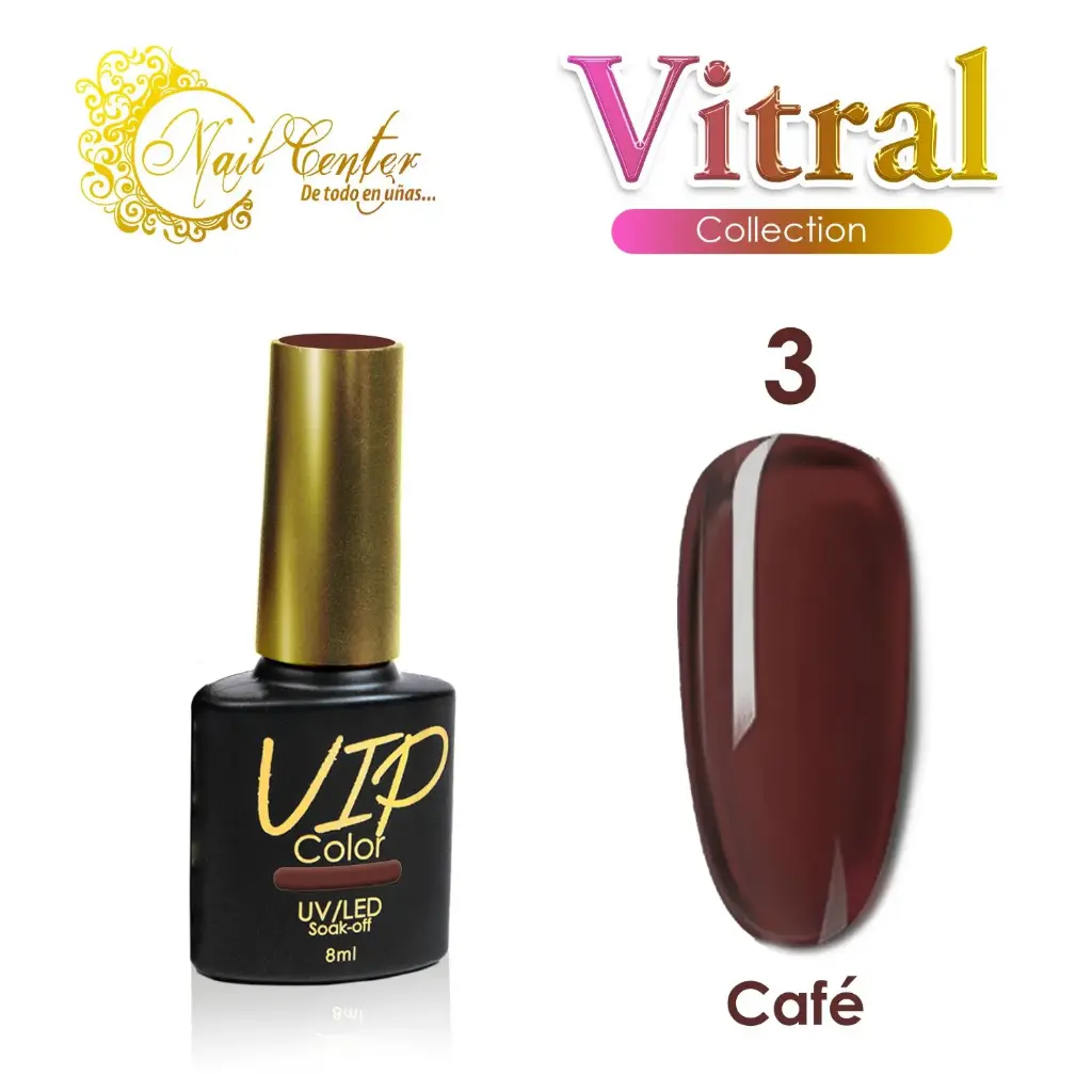 GEL VIP COLOR 8ML VITRAL 3 CAFE