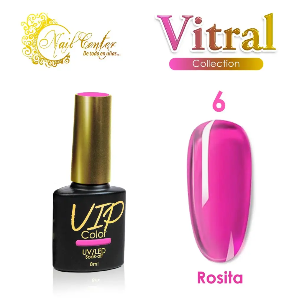 GEL VIP COLOR 8ML VITRAL 6 ROSITA