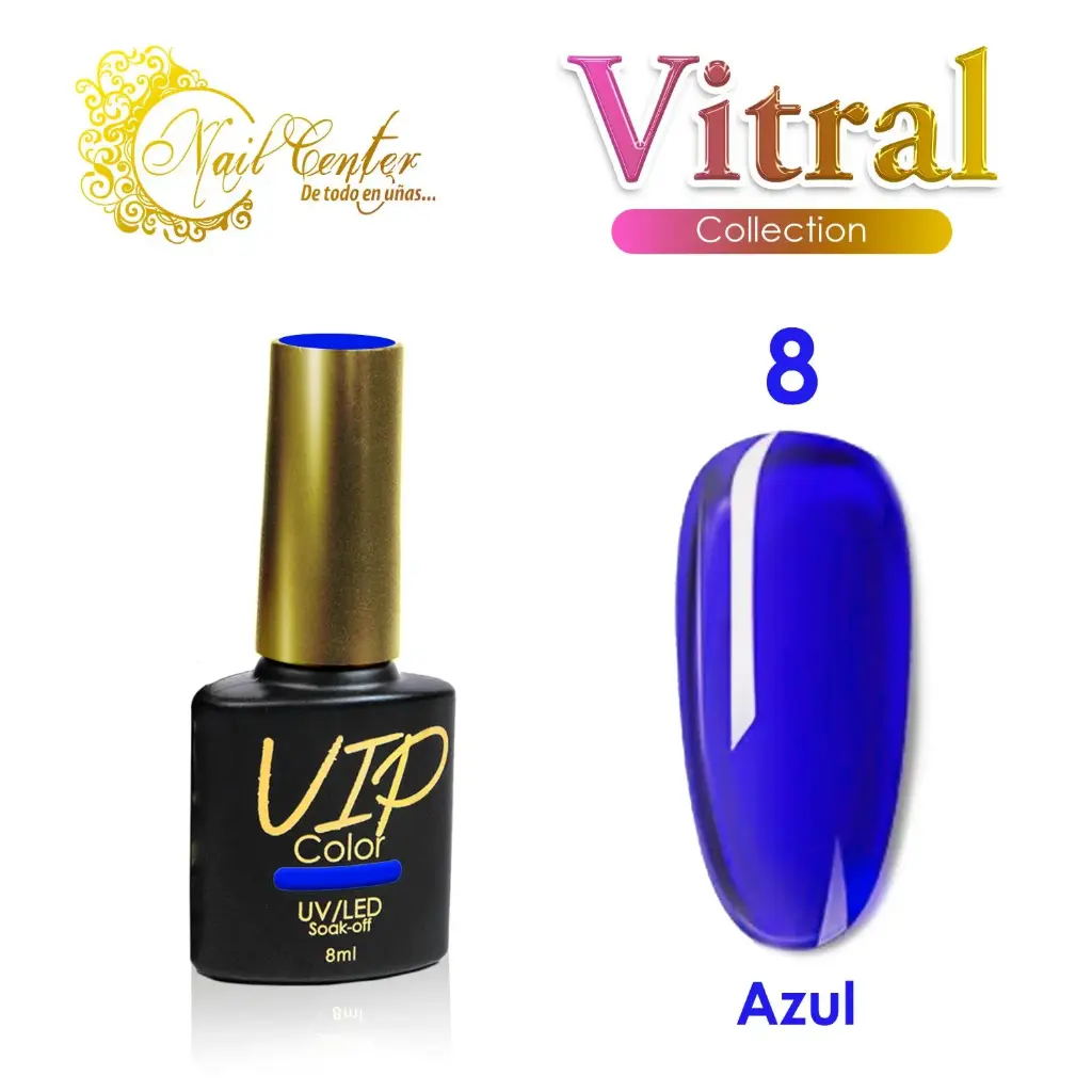 GEL VIP COLOR 8ML VITRAL 8 AZUL