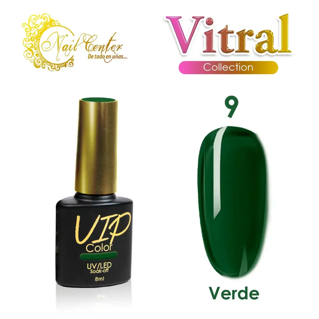 GEL VIP COLOR 8ML VITRAL  9 VERDE