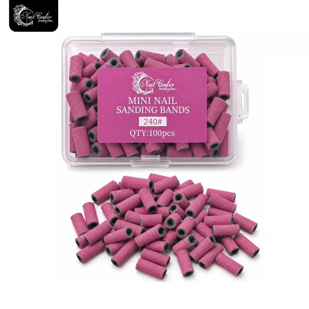 REPUESTO PUNTA MANDRIL MINI UÑA NATURAL FUCSIA 100 PIEZAS GRANO 240 