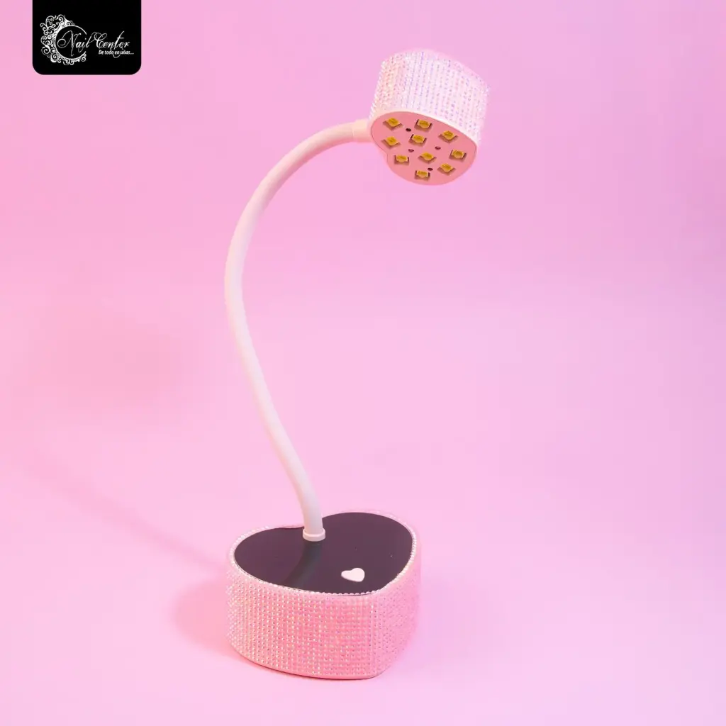 LAMPARA PARA GEL UP BLING BLING CORAZON ROSA BEBE
