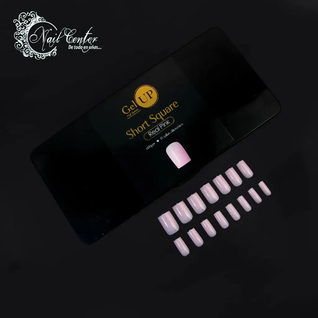 TIP GEL UP SHORT SQUARE REAL PINK 600 PIEZAS
