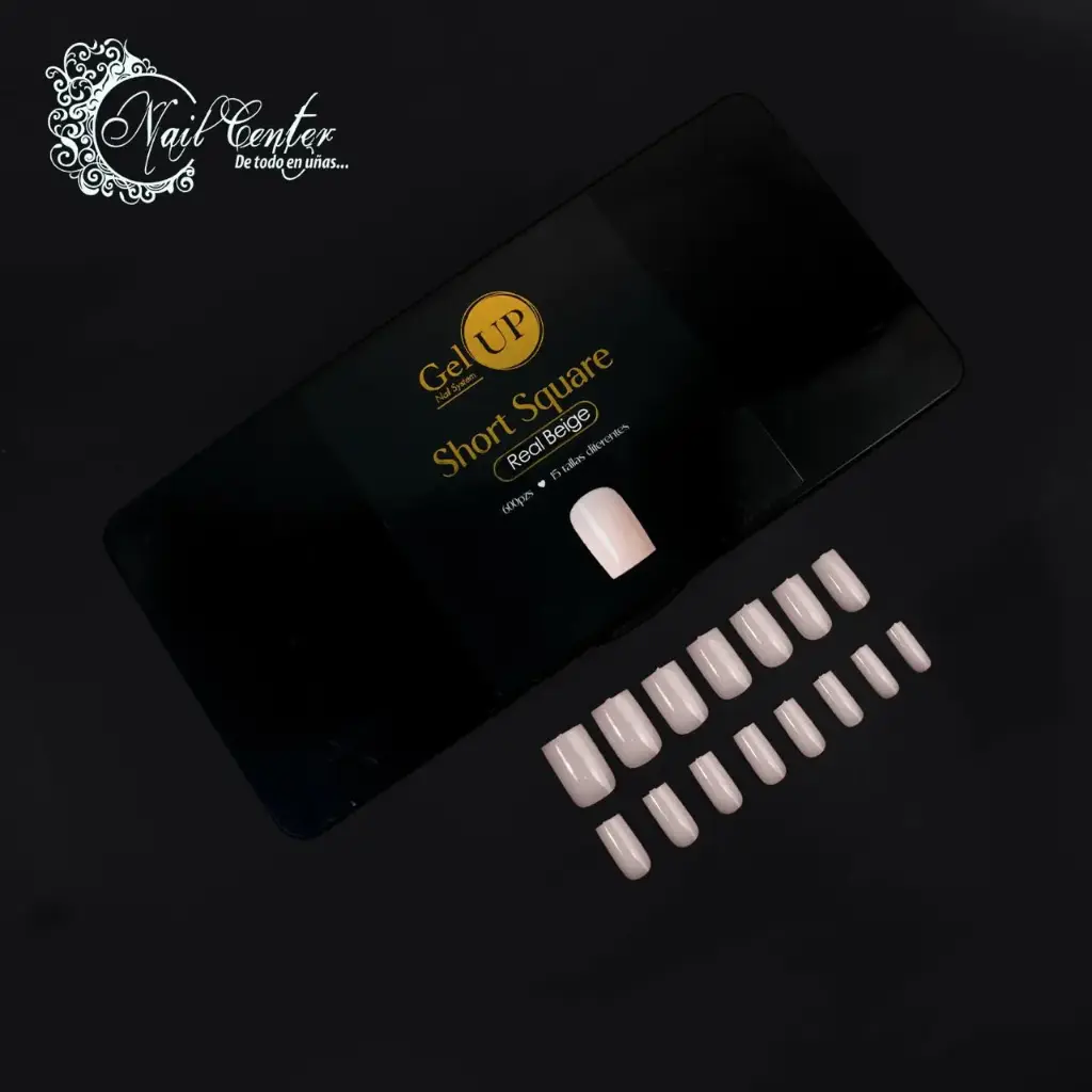TIP GEL UP SHORT SQUARE REAL BEIGE 600 PIEZAS