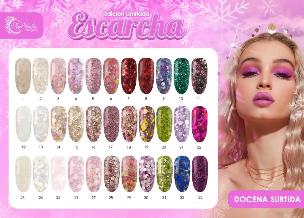  PROMO ACRILICO ESCARCHADO 1/4 DE ONZ. NAIL CENTER PINK WEEK MINIMO 6 PZS. SURTIDAS