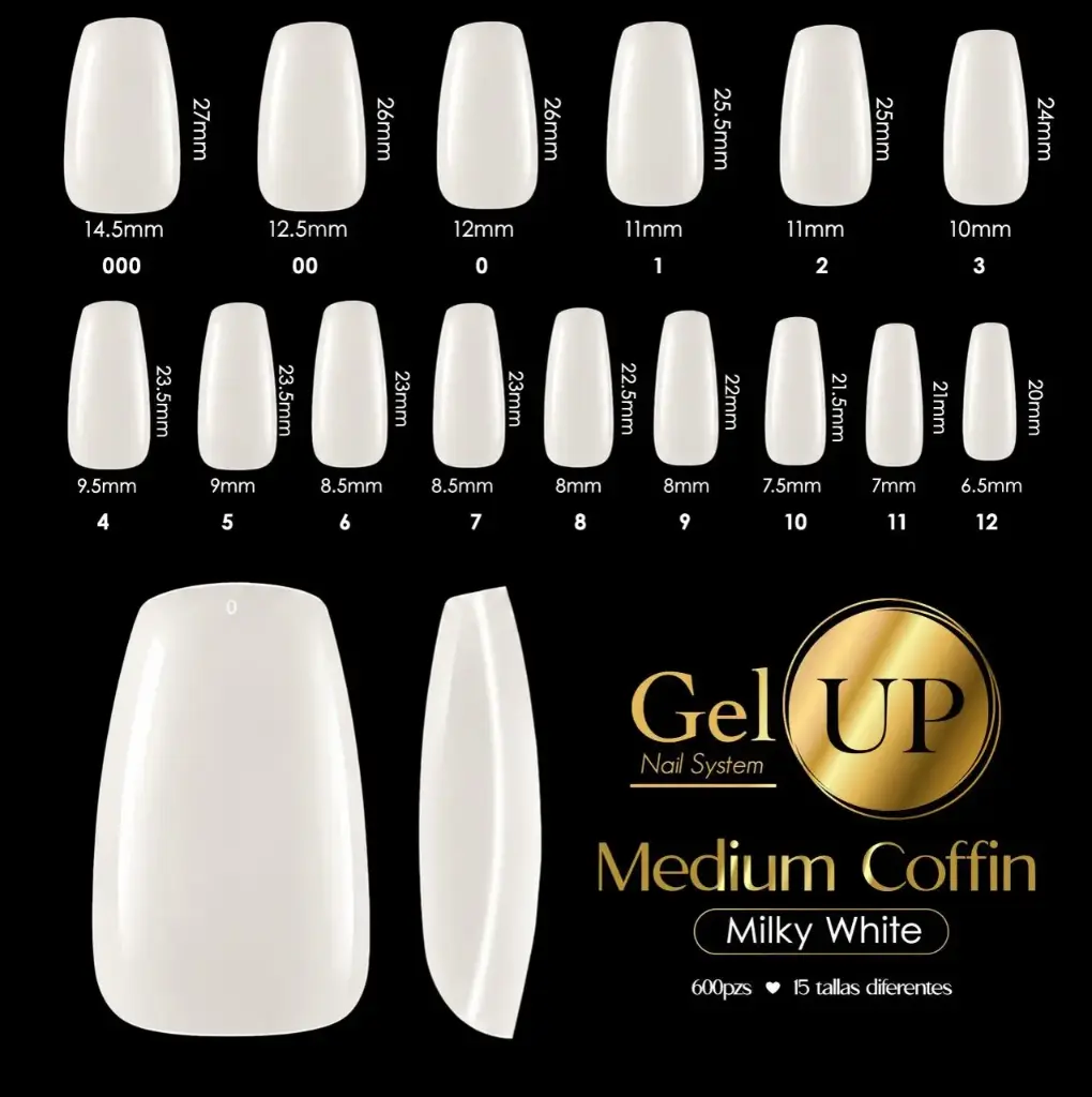 TIP GEL UP MEDIUM COFFIN MILKY WHITE