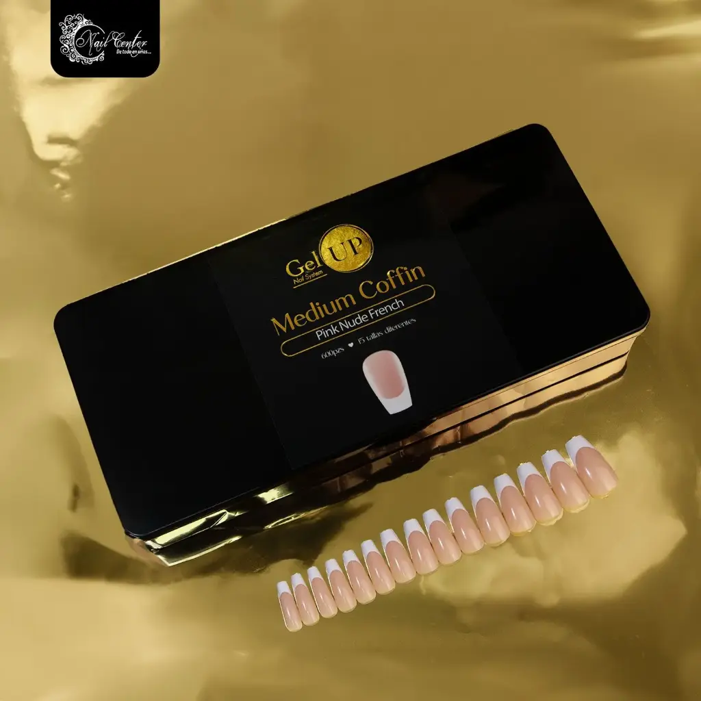 TIP GEL UP MEDIUM COFFIN PINK NUDE FRENCH