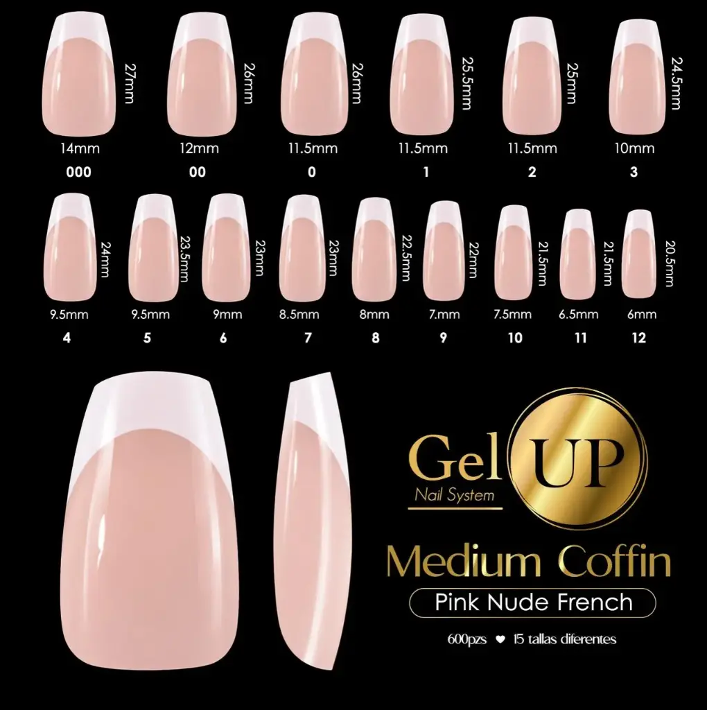 TIP GEL UP MEDIUM COFFIN PINK NUDE FRENCH
