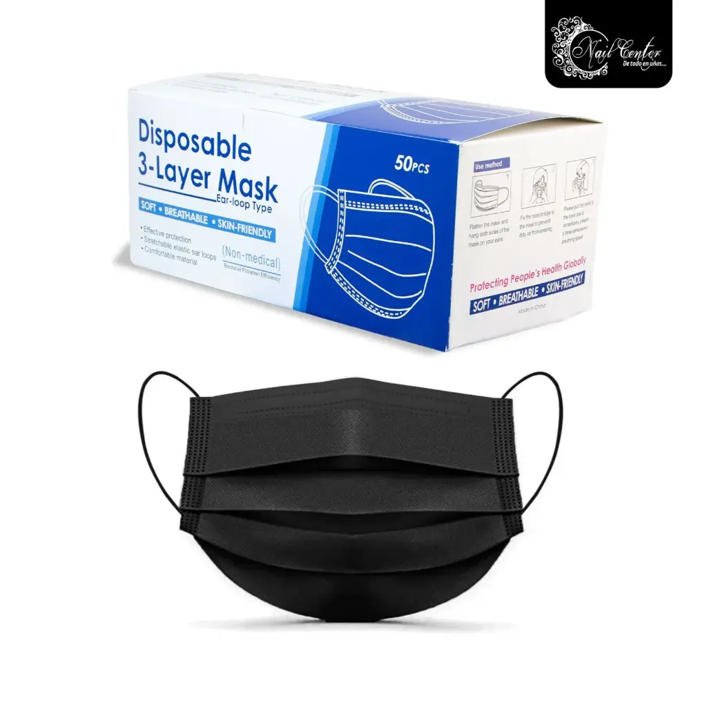 CAJA DE MASCARILLA NEGRA 50 PIEZAS