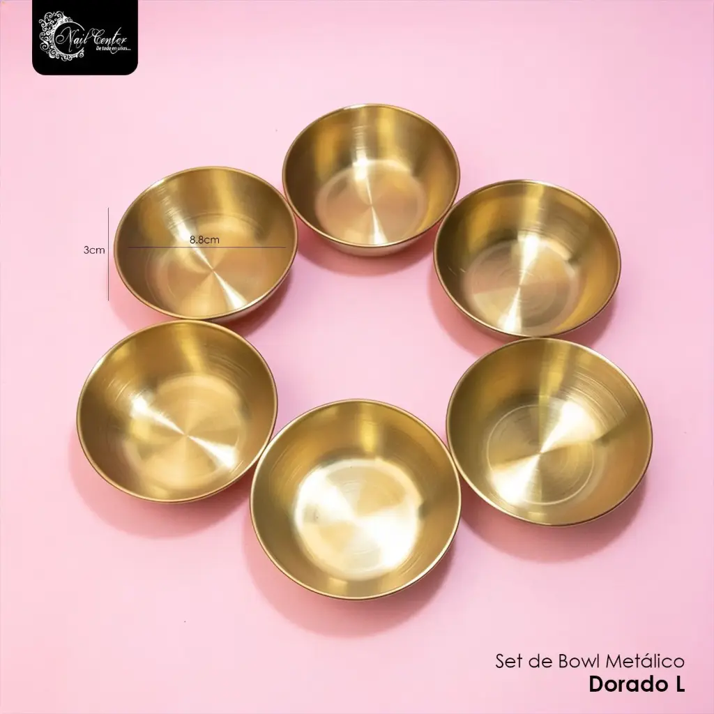 SET DE BOWL METALICO DORADO TAMAÑO L 6 PIEZAS